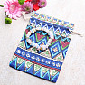 Cloth bag ethnic motif blue-green 13x18 cm