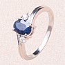 Silver ring with blue sapphire and zircons Ag 925 026295 SAF