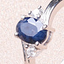 Silver ring with blue sapphire and zircons Ag 925 026295 SAF