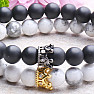 Set of Royal Black and White beaded bracelets 2 pcs