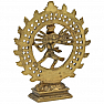 Feng Shui statuette of Shiva Nataraja in a double circle of brass