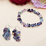 Multicolor fluorite bracelet and earrings set