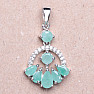 Silver pendant with cut emeralds and zircons Ag 925 020118 EM