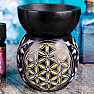 Aroma lamp made of soapstone Flower of Life black