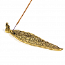 Stand brass look in the shape of a leaf with Ganesha on incense sticks