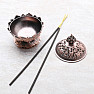 Metal bowl stand for incense sticks Lotus color copper