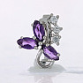 Silver earrings with cut African amethysts and zircons Ag 925 015728 AFAM