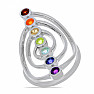 Chakra ring straight line with spiral rhodium silver Ag 925