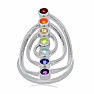 Chakra ring straight line with spiral rhodium silver Ag 925