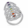 Chakra ring straight line decorated with rhodium silver Ag 925