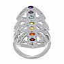 Chakra ring straight line decorated with rhodium silver Ag 925