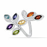 Chakra ring leaves rhodium silver Ag 925