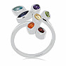 Chakra ring leaves rhodium silver Ag 925