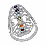 Chakra ring filigree rhodium silver Ag 925