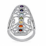 Chakra ring filigree rhodium silver Ag 925