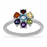 Chakra ring Anemone rhodium silver Ag 925