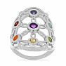 Chakra ring floral Mandala rhodium silver Ag 925