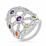 Chakra ring floral Mandala rhodium silver Ag 925