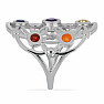 Chakra ring floral Mandala rhodium silver Ag 925