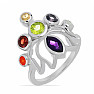 Chakra ring Lotus flower rhodium silver Ag 925