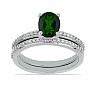 Set of Silver Rings with Cut Chrome Diopside Ag 925 046587 DIO