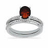 Set of silver rings with cut garnet and zircons Ag 925 046587 GT