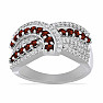 Silver ring with cut garnet and zircons Ag 925 048101 GT