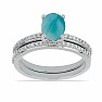 Set of silver rings with larimar and zircons Ag 925 046587 LAR