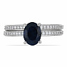 Silver ring with blue sapphire and zircons Ag 925 046587 SAF