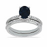 Silver ring with blue sapphire and zircons Ag 925 046587 SAF