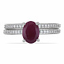 Silver Ring Set with Cut Ruby and Zircon Ag 925 046587 RB