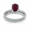 Silver Ring Set with Cut Ruby and Zircon Ag 925 046587 RB