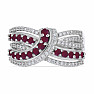 Silver ring with cut ruby and zircons Ag 925 048101 RB