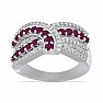 Silver ring with cut ruby and zircons Ag 925 048101 RB