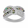 Silver ring with cut multicolored tourmalines and zircons Ag 925 048101 MT