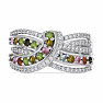 Silver ring with cut multicolored tourmalines and zircons Ag 925 048101 MT