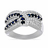 Silver ring with blue sapphire and zircons Ag 925 048101 SAF