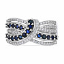 Silver ring with blue sapphire and zircons Ag 925 048101 SAF