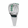 Silver ring with cut emerald and zircons Ag 925 048101 EM