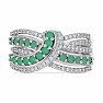 Silver ring with cut emerald and zircons Ag 925 048101 EM