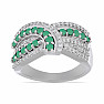 Silver ring with cut emerald and zircons Ag 925 048101 EM