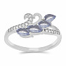 Silver ring with cut tanzanites and zircons Ag 925 026347 TZ