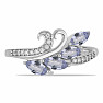 Silver ring with cut tanzanites and zircons Ag 925 026347 TZ