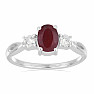 Silver ring with cut ruby and zircons Ag 925 012108 RB