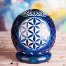 Candlestick from talc balls with a flower of life blue