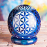 Candlestick from talc balls with a flower of life blue