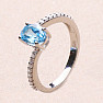 Silver ring with Swiss Blue topaz and zircons Ag 925 017195 SBT