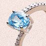 Silver ring with Swiss Blue topaz and zircons Ag 925 017195 SBT