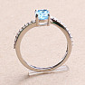 Silver ring with Swiss Blue topaz and zircons Ag 925 017195 SBT