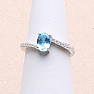 Silver ring with Swiss Blue topaz and zircons Ag 925 017195 SBT